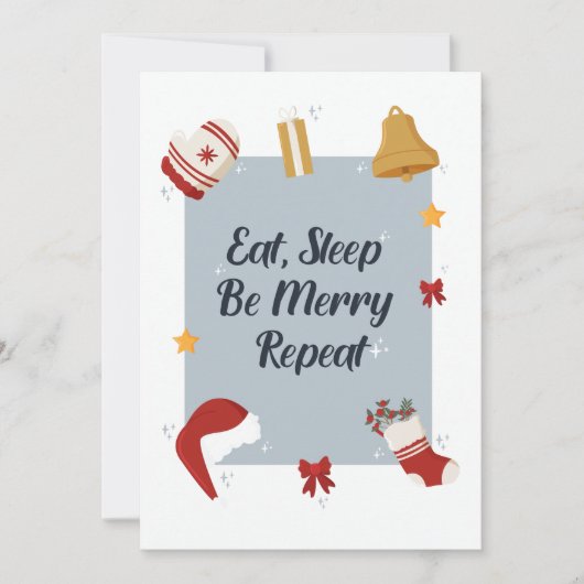 Eten Slapen Vrolijk Zijn Feestdagenkaart (Voorkant)