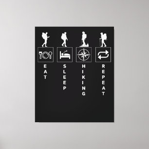 Eten Slapen Wandelen Herhalen Canvas Afdruk