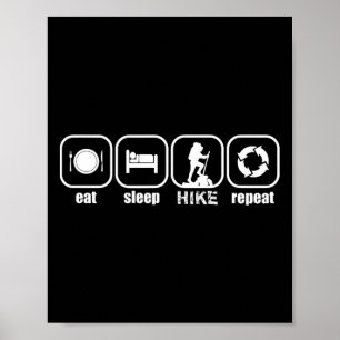 Eten, Slapen, Wandelen, Herhalen - Grappige Wandel Poster