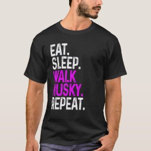 Eten Slapen Wandelen Husky Herhalen Grappige Hond T-shirt