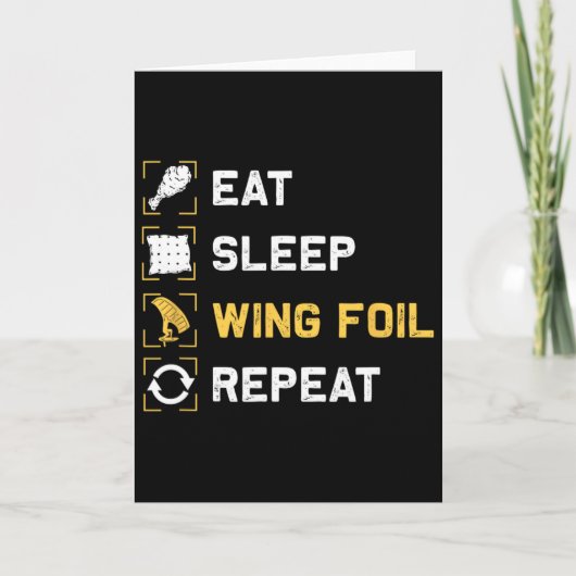 Eten Slapen Wing Foil Herhalen Grappige Wing Surfe Kaart (Voorkant)
