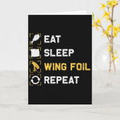 Eten Slapen Wing Foil Herhalen Grappige Wing Surfe Kaart (Gele Bloem)
