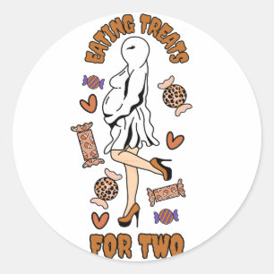 "Eten traktaties voor twee" Zwanger Halloween Sina Ronde Sticker
