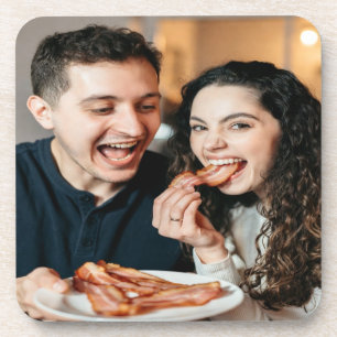 Eten van Bacon Foto Aanpassen Personaliseren Bier Onderzetter