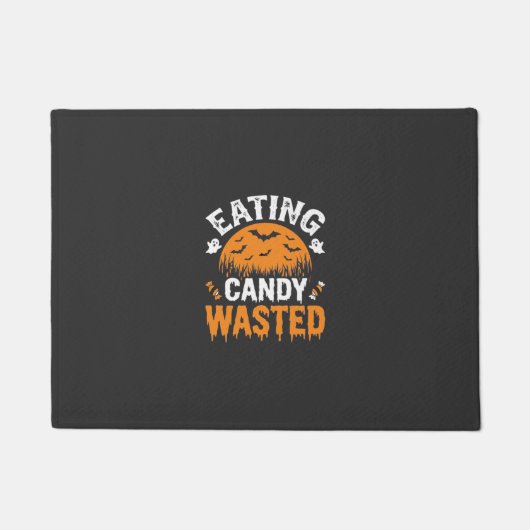Eten van snoep verspilde Halloween-ontwerp_1 Deurmat (Voorkant)