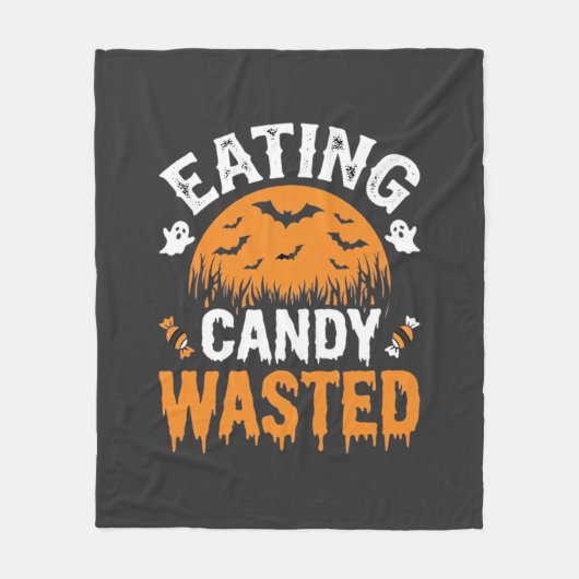 Eten van snoep verspilde Halloween-ontwerp_1 Fleece Deken (Voorkant)