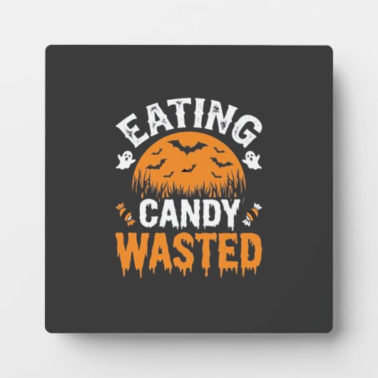 Eten van snoep verspilde Halloween-ontwerp_1 Fotoplaat (Voorkant)