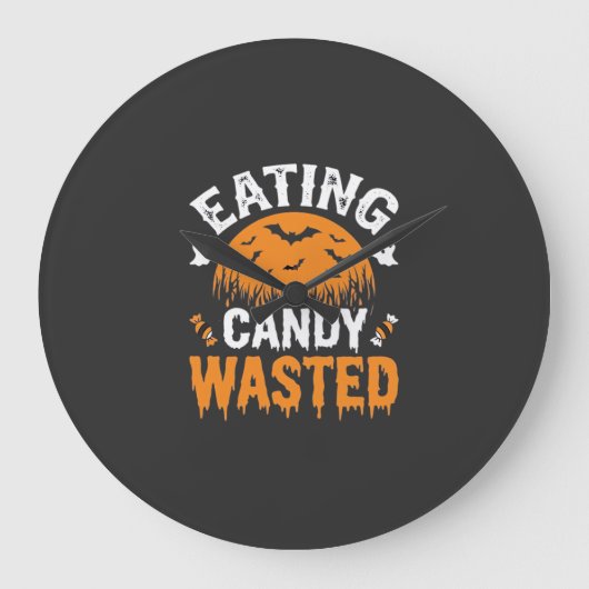 Eten van snoep verspilde Halloween-ontwerp_1 Grote Klok (Voorkant)