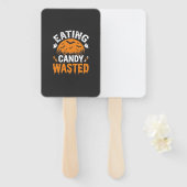 Eten van snoep verspilde Halloween-ontwerp_1 Handwaaier (Voorkant en achterkant)