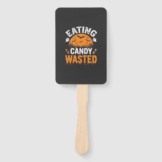 Eten van snoep verspilde Halloween-ontwerp_1 Handwaaier (Voorkant)
