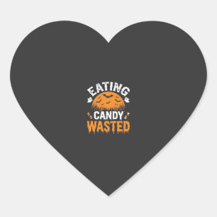 Eten van snoep verspilde Halloween-ontwerp_1 Hart Sticker