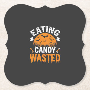 Eten van snoep verspilde Halloween-ontwerp_1 Kartonnen Onderzetters