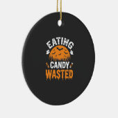 Eten van snoep verspilde Halloween-ontwerp_1 Keramisch Ornament (Rechts)