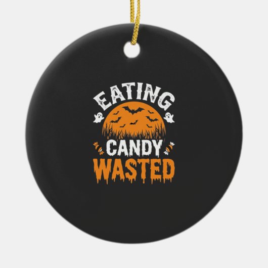 Eten van snoep verspilde Halloween-ontwerp_1 Keramisch Ornament (Voorkant)