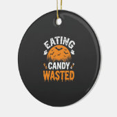 Eten van snoep verspilde Halloween-ontwerp_1 Keramisch Ornament (Links)