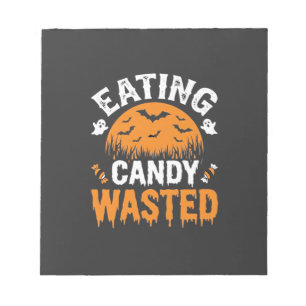 Eten van snoep verspilde Halloween-ontwerp_1 Notitieblok