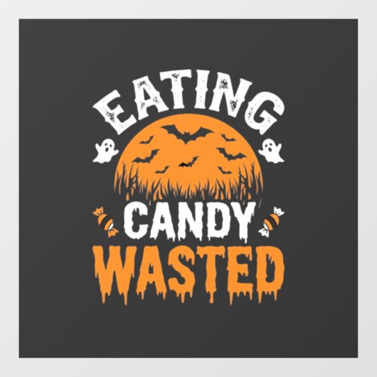 Eten van snoep verspilde Halloween-ontwerp_1 Raamsticker (Vel)