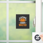Eten van snoep verspilde Halloween-ontwerp_1 Raamsticker (Huis)
