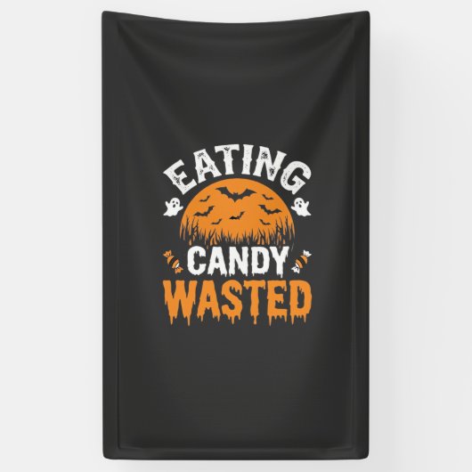 Eten van snoep verspilde Halloween-ontwerp_1 Spandoek (Verticaal)