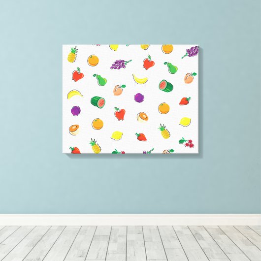 Eten voor denken_volledig Fruity_Pattern Canvas Afdruk (Insitu (Houten vloer))