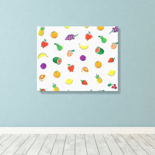 Eten voor denken_volledig Fruity_Pattern Canvas Afdruk (Insitu (Houten vloer))