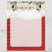 Eten Wijn Brick Kerst Vakantie Menu Letterhead (Voorkant)
