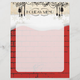 Eten Wijn Brick Kerst Vakantie Menu Letterhead