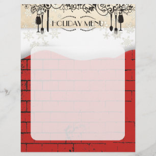 Eten Wijn Brick Kerst Vakantie Menu Letterhead