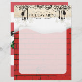 Eten Wijn Brick Kerst Vakantie Menu Letterhead (Voorkant / Achterkant)