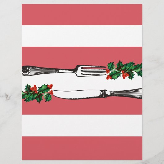 Eten Wijn Brick Kerst Vakantie Menu Letterhead (Achterkant)