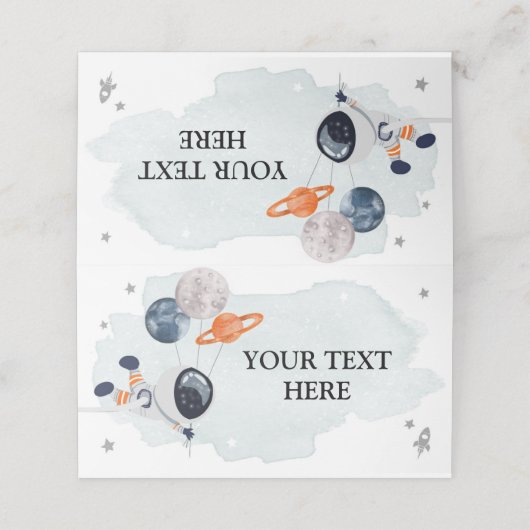 Etententstof ruimtetunaut steraxy Shower-naam Plaatskaartje (Buitenkant ongevouwen)