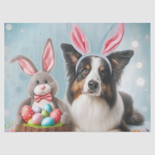 Eter Bunny en Border Collie Dog Tissuepapier (Voorkant)