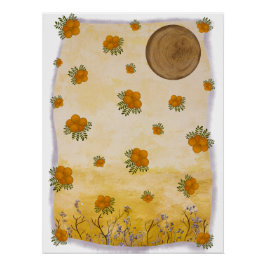 Etéreo Ocre Contemporâneo Floral Lunar Arte Perfect Poster