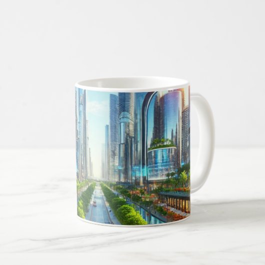 Eterity Metropolis - futuristisch stadsbeeld Koffiemok (Voorkant rechts)