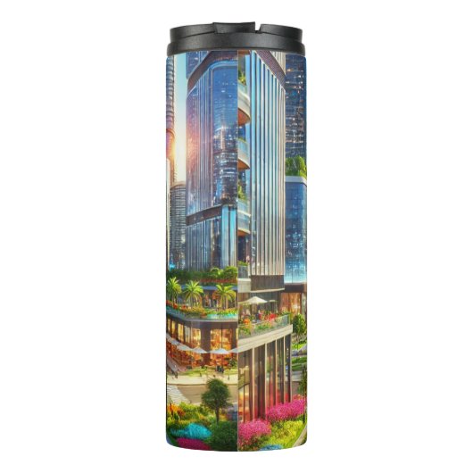 Eterity Metropolis - futuristisch stadsbeeld Thermosbeker (Achterkant)