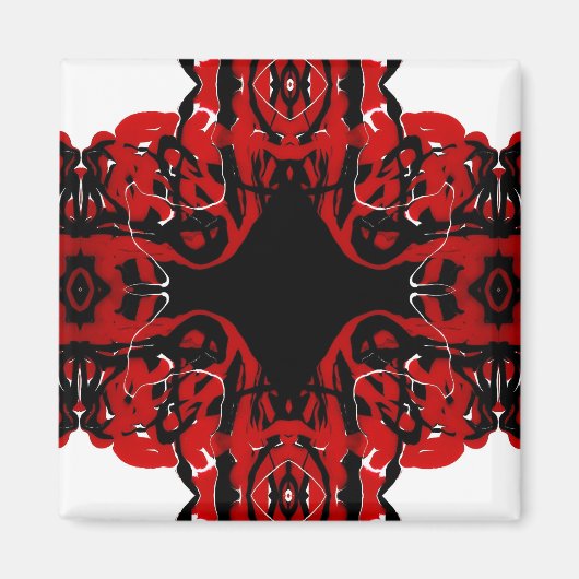 Eternal Abstract Red Black White Fluid Art Magneet (Voorkant)
