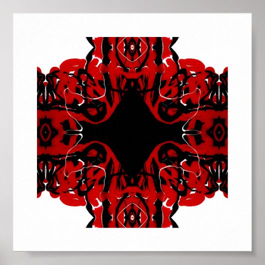 Eternal Abstract Red Black White Fluid Art Poster (Voorkant)