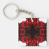 Eternal Abstract Red Black White Fluid Art Sleutelhanger (Voorkant)
