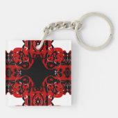 Eternal Abstract Red Black White Fluid Art Sleutelhanger (Achterkant)