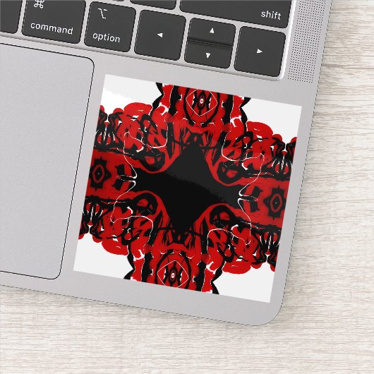 Eternal Abstract Red Black White Fluid Art Sticker (Detail)