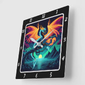 Eternal Blaze Neon Dragon Vierkante Klok (Hoek)