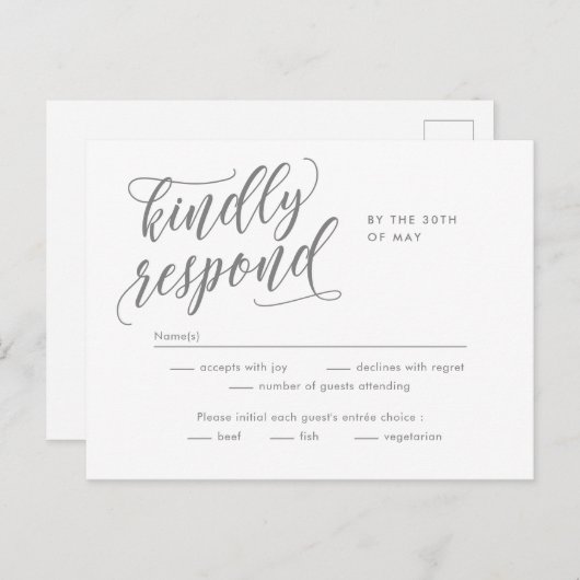 Eternal Bliss Editable Color RSVP Reply Kaart (Voorkant / Achterkant)