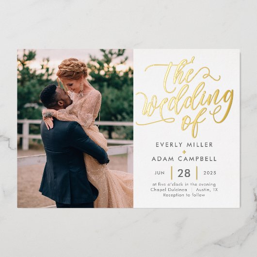 Eternal Bliss Real Folie Photo Wedding Invitation  Folie Uitnodiging (Voorkant)