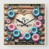 Eternal Bloom 5th Jubileum Floral Celebration Vierkante Klok (Voorkant)