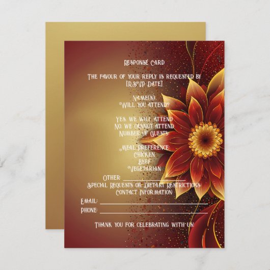 Eternal Bloom: Tijdloze viering van liefde RSVP Kaartje (Voorkant / Achterkant)