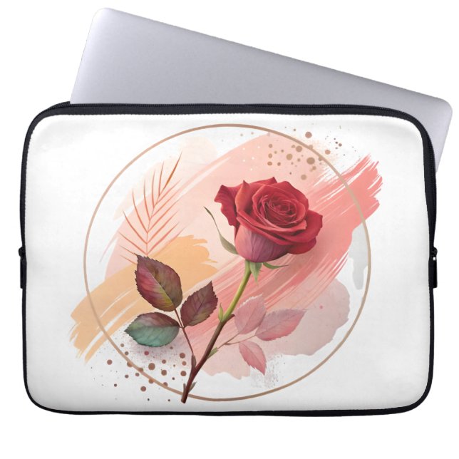 Eternal Blush: A Modern Rose in Abstract Harmony Laptop Sleeve (Voorkant)