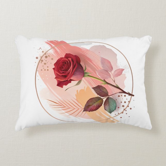 Eternal Blush: Een moderne roos in abstracte harmo Accent Kussen (Voorkant)