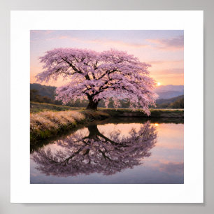 Eternal Cherry Blossom Reflection –  Kunstprint Poster