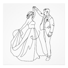Eternal Dance - Minimalistische Wedding Line Art Foto Afdruk