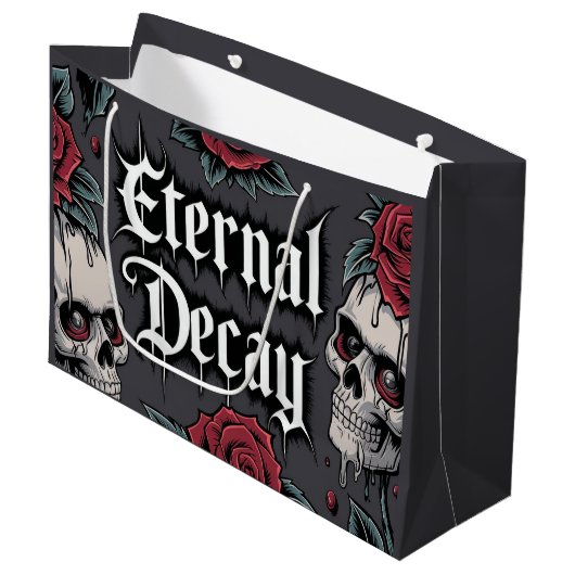 Eternal Decay" Gotische schedel en Roos Groot Cadeauzakje (Voorkant Gekanteld)
